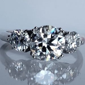 3 Stones 3CT Authentic Moissanite Diamond Ring